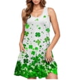 thumbnail image 5 of Summer Dresses for Women 2024 St. Patrick's Day Women's Casual Plus-size Sleeveless Crew Neck Short Dress White L, 5 of 5