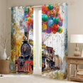 thumbnail image 2 of Homewish Train Steam Engine Blackout Curtains Set of 2 (52x84 Each),Colorful Balloon Window Curtains,Retro Ink Painting Curtains and Drapes For Boys Teens,Microfiber Bedroom Decor, 2 of 6