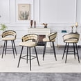 thumbnail image 6 of NEW Set of 2 Beige Velvet Bar Stools with Black Iron Legs, Modern Kitchen Island Counter Height Stools, 6 of 10
