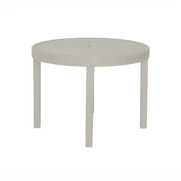 Mesa Desarmable Redonda De Plástico Con Textura Rattan Blanco cantera