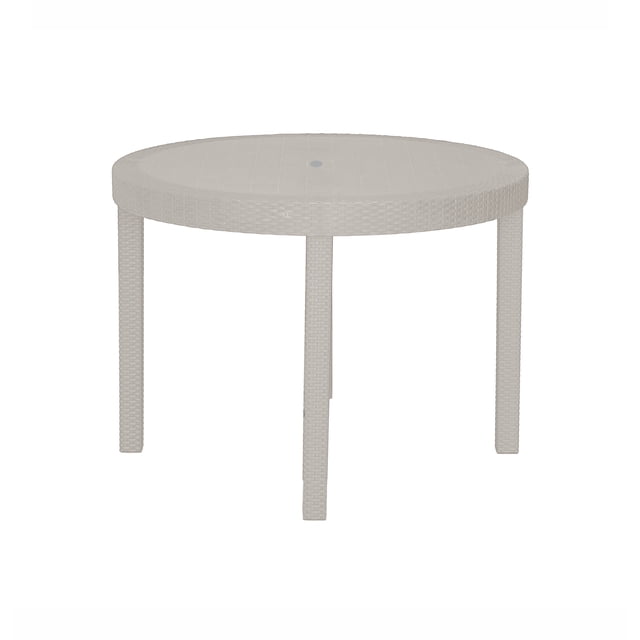 Mesa Desarmable Redonda De Plástico Con Textura Rattan Blanco cantera