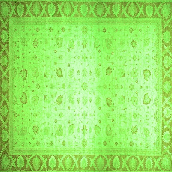 Ahgly Company Machine Washable Indoor Square Abstract Green Modern Area Rugs, 6' Square