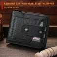 thumbnail image 2 of Genuine Leather Men's Wallet with Zipper Vintage RFID Blocking Large Capacity Wallet for Men with 14 Credit Card Slots and 1 ID Window T23 (Black), 2 of 12