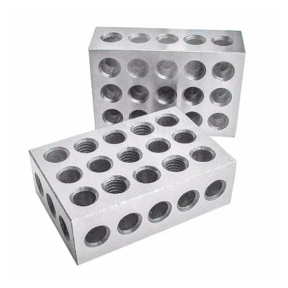 1Holes 1-2-3" Block Gauge 2pcs/set 25-50-75mm Hardened Steel Blocks 0.005" Precision Matched Machinist Tool ,Corrosion Resistant