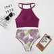 thumbnail image 3 of Bikini de cintura alta con abertura para mujer sexy traje de baño estampado multicolor traje de baño, 3 of 5