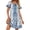 Blue, variant on Women's Split Neck Mini Dress with Floral Print Short Sleeve Casual Shift Dress for Everyday Summer Wear