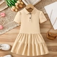 thumbnail image 5 of Girls School Uniform Dress Girls' Summer Pleated Dress for Kids Casual Campus Style Lightweight Pure Color Girls' Dress for Daily Wear School Year Options Brown 7-8 Years, 5 of 9