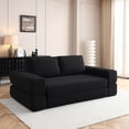thumbnail image 4 of 81" Convertible Sofa Bed, 3-in-1 Folding Floor Couch, Corduroy Fold Out Sleeper Futon Mattress with Pillows, Boneless Lounge Loveseat for Living Room, Black, 4 of 13