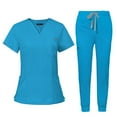 thumbnail image 5 of Woman Scrubs Uniform Set,Womens Scrub Sets with Mandarin Collar,Unisex Jumpsuit Workwear,Medical Uniform for Doctors, Nurses, Beauty Salons - Sky Blue - XS, 5 of 5