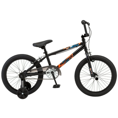 Mongoose Switch Kids Bike with Training Wheels, 18 Inch Wheels, Ages 5-9, Black