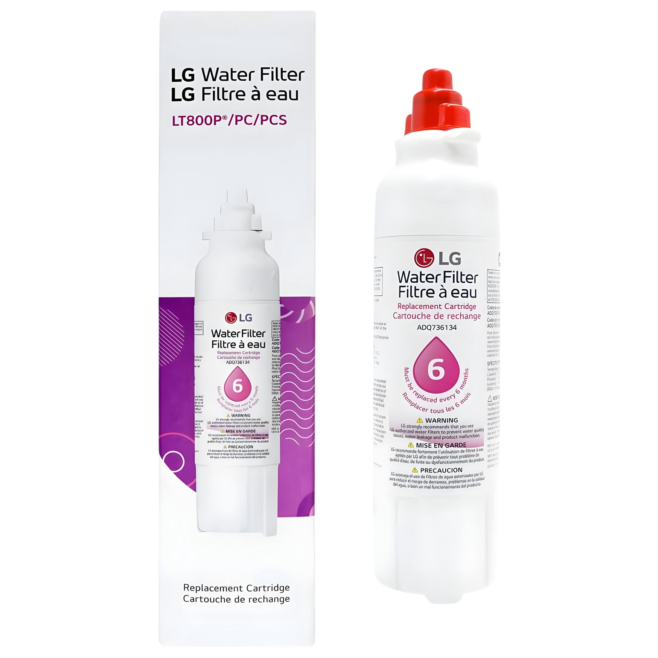 LG LT800P- 6 Month / 200 Gallon Capacity Replacement Refrigerator Water Filter (NSF42 and NSF53) ADQ73613401, ADQ73613408, or ADQ75795104 , White