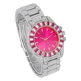 thumbnail image 2 of Women's Baguette Cut Iced Out Diamond Watch - Drop it Down with This Bling'ed Out Crystal Watch on Your Wrist Ladies!! Hakuna Matata!! - ST10372MLA Metal SLV Pink/Pink, 2 of 3