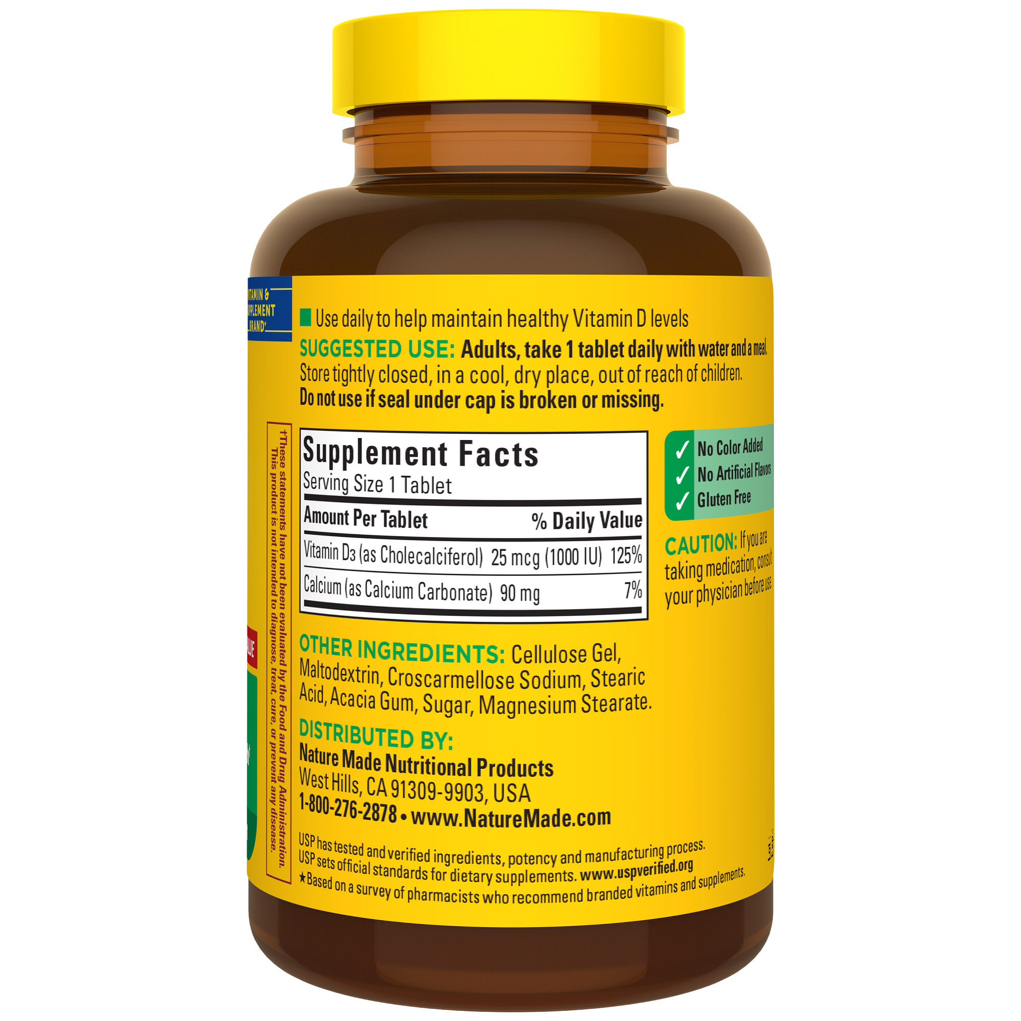 Nature Made Vitamin D3 1000 IU (25 mcg) Tablets, Dietary Supplement for Bone and Immune Health Support, 350 Count
