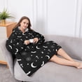 thumbnail image 5 of Oversized Wearable Blanket Hoodie,Black White Halloween Bat Moon Spider Pattern Sherpa Blanket Hoodie with Super Pockets,Super Warm Fuzzy Pullover for Women & Men, 5 of 6