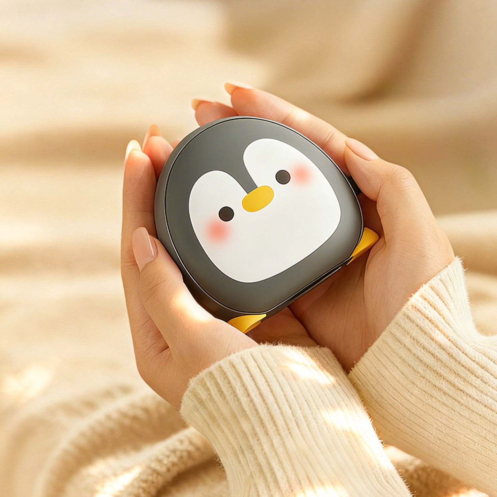 Rechargeable Hand Warmers Heat Adjustable Temperature Cartoon Penguins Design Cold Weather Use