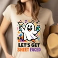 thumbnail image 4 of Let’s Get Sheet Faced Funny Ghost Graphic Tee Unisex T-Shirt, Black, Size S, 4 of 6