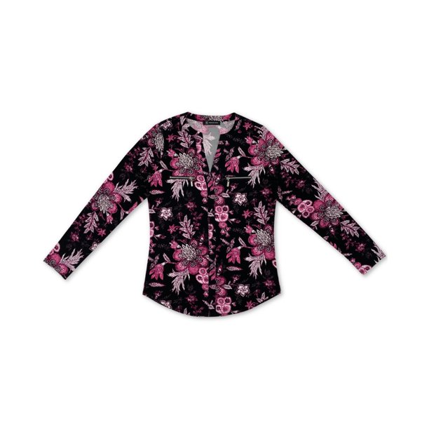 INC Blusa floral para mujer, negra, grande