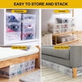 thumbnail image 4 of BUZIFU Shoe Storage Boxes 20 Pcs Clear Plastic Shoe Box Heavy Duty Tainer Storage Container Tidy Shoes Boxes Stackable Foldable Shoe Holder Organizer for Women Ladies Men (28 x 18 x 9.5cm), 4 of 7