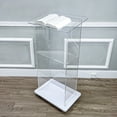 thumbnail image 3 of FixtureDisplays® Clear Acrylic Podium Pulpit Lectern 23X16X46.3" with Engineered Wood (MDF) Base and 2" Casters 102702, 3 of 12