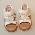thumbnail image 6 of Fesfesfes One-Strap Baby Girl Sandals Princess Soft Sole Shoes with Open Toe Non-Slip Beach Walking Sandals for Summer and Spring(White,2.5 Years), 6 of 9