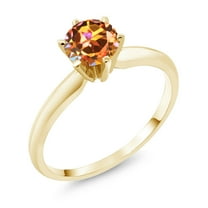 Gem Stone King 1.00 Ct Ecstasy Mystic Topaz 14K Yellow Gold Engagement Solitaire 6-Prong Ring