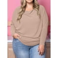 thumbnail image 5 of Women'S Long Sleeve Round Neck Soft Basic Batwing Sleeve Knitted Loose Pullover Autumn Fashion Clothing Camel M, 5 of 7