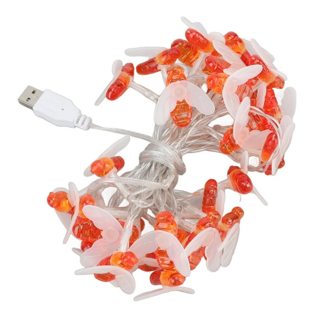 Honeybee Fairy Lights String, 9.8ft Warm Lighting Professional Waterproof USB Power Supply Solar Bee String Lights For Christmas
