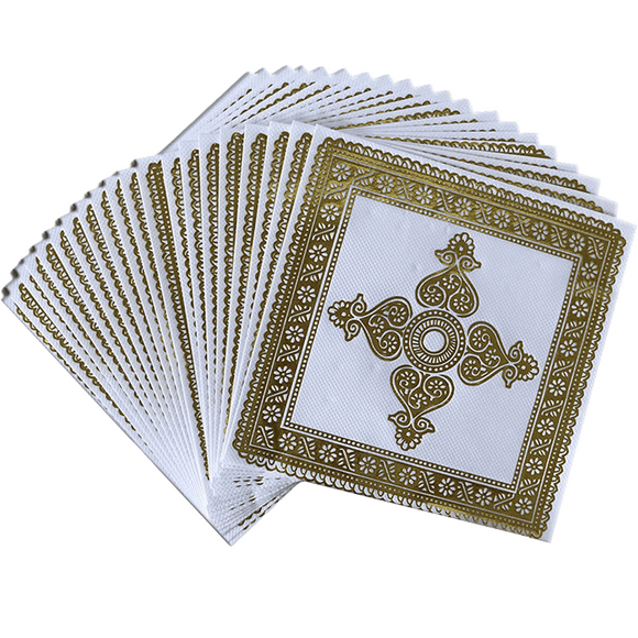 5x5 Inch Party Event Napkins, 3 Ply Luxury Paper Holiday Napkins, Disposable Beverage Wedding Napkins