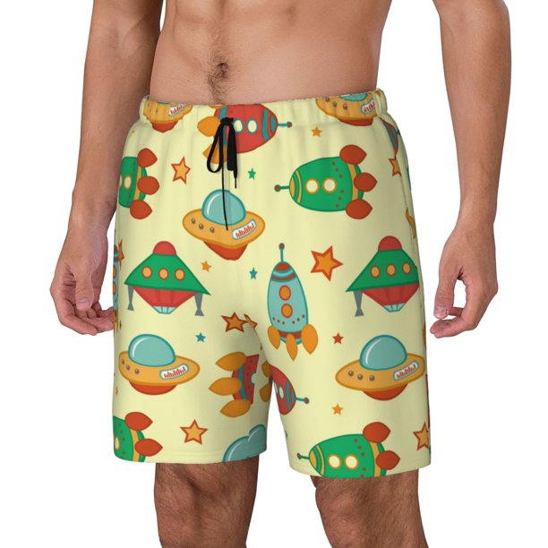 Balery Colorful Outer Space Bañador para hombre, shorts de playa de secado rápido con entrepierna y forro de compresión-XX-Large