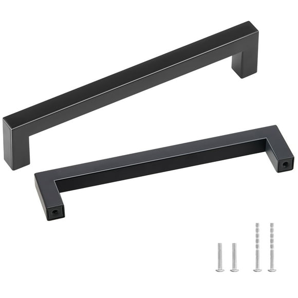 VEVOR Lot de 30 Poignées d'Armoire, Tiroir d'Armoire de Cuisine Carré Mince de 6,3 Pouces /160 mm Centre à Centre, Poignées de Porte d'Armoire de Cuisine Modernes en Acier Inoxydable pour Cuisine Salle de Bain Bar Quincaillerie Noir Mat