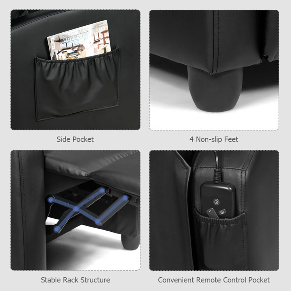 Finihen Massage Recliner Chair, Recliner Massage Winback Single Chair with Side Pocket, for Living Room, Bedroom, Black Finihen Massage Recliner Chair, Recliner Massage Winback Single Chair with Side Pocket, for Living Room, Bedroom, Black