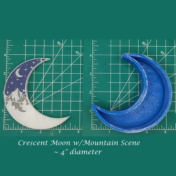 Crescent Moon with Mountains Silicone Freshie Mold