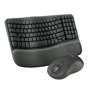 Logitech Wave Keys Combo, Wireless Ergonomic Keyboard with Signature M550 L Wireless Mouse, Graphite