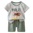 thumbnail image 4 of Hpapadks Baby Boy Outfit Boys Girls Summer Cartoon Printed Short Sleeved Tees Tops and Shorts Suit Baby Clothes Grey 3-6 Months, 4 of 5
