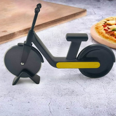

Household Bike Style Stainless Steel Pizza Cutter Bicycle Chopper Cutting Knife Roller Dual Slicer-Kitchen Tool