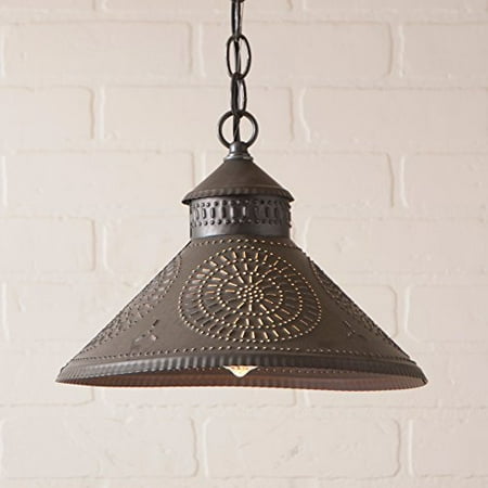 

Stockbridge Shade Light Pendant with Chisel in Kettle Black Punched Tin