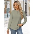thumbnail image 4 of Waffle Knit Shirts for Women Green M, 4 of 8