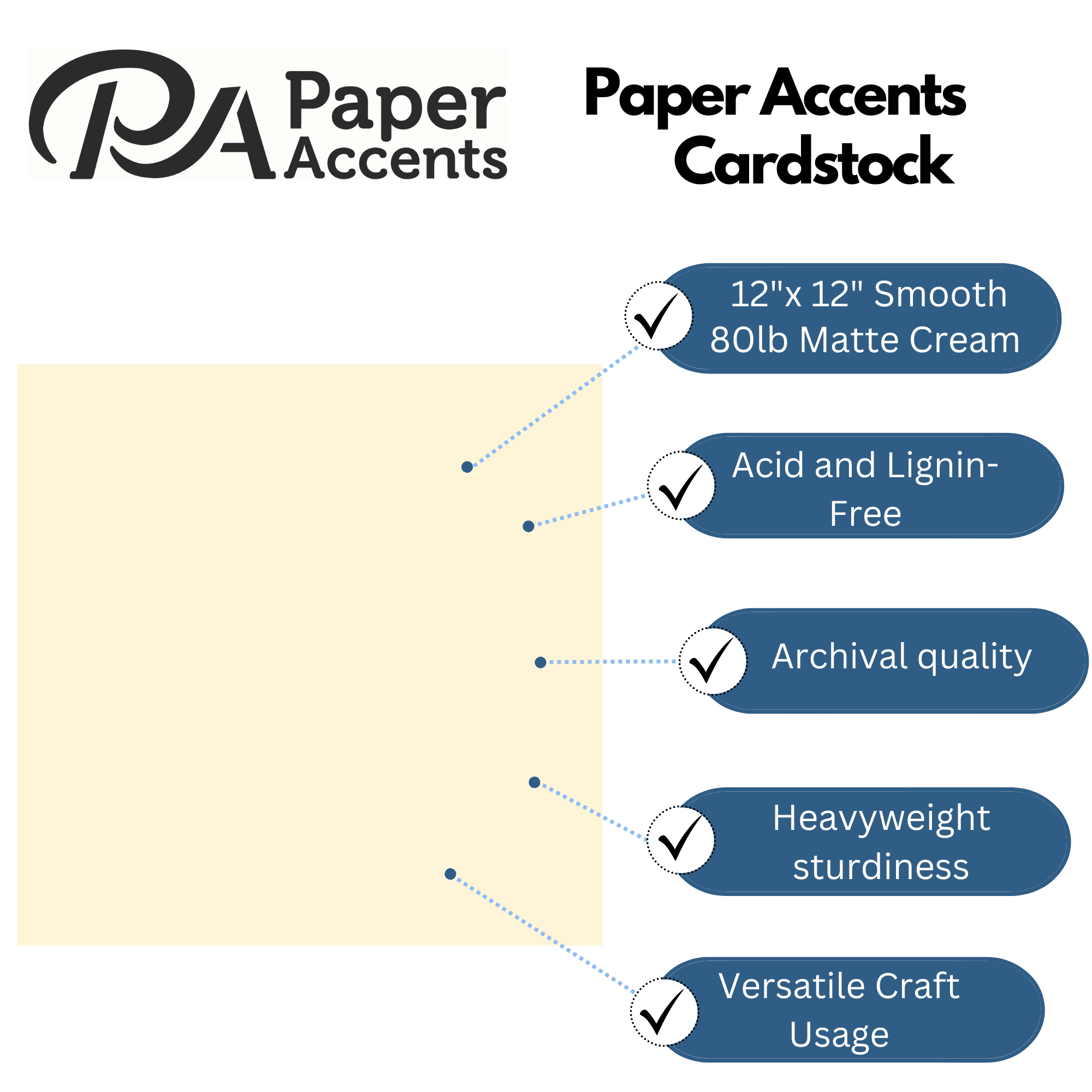 PA Paper Accents Smooth Cardstock 12" x 12" Matte Cream, 80lb colored cardstock paper for card making, scrapbooking, printing, quilling and crafts, 25 piece pack