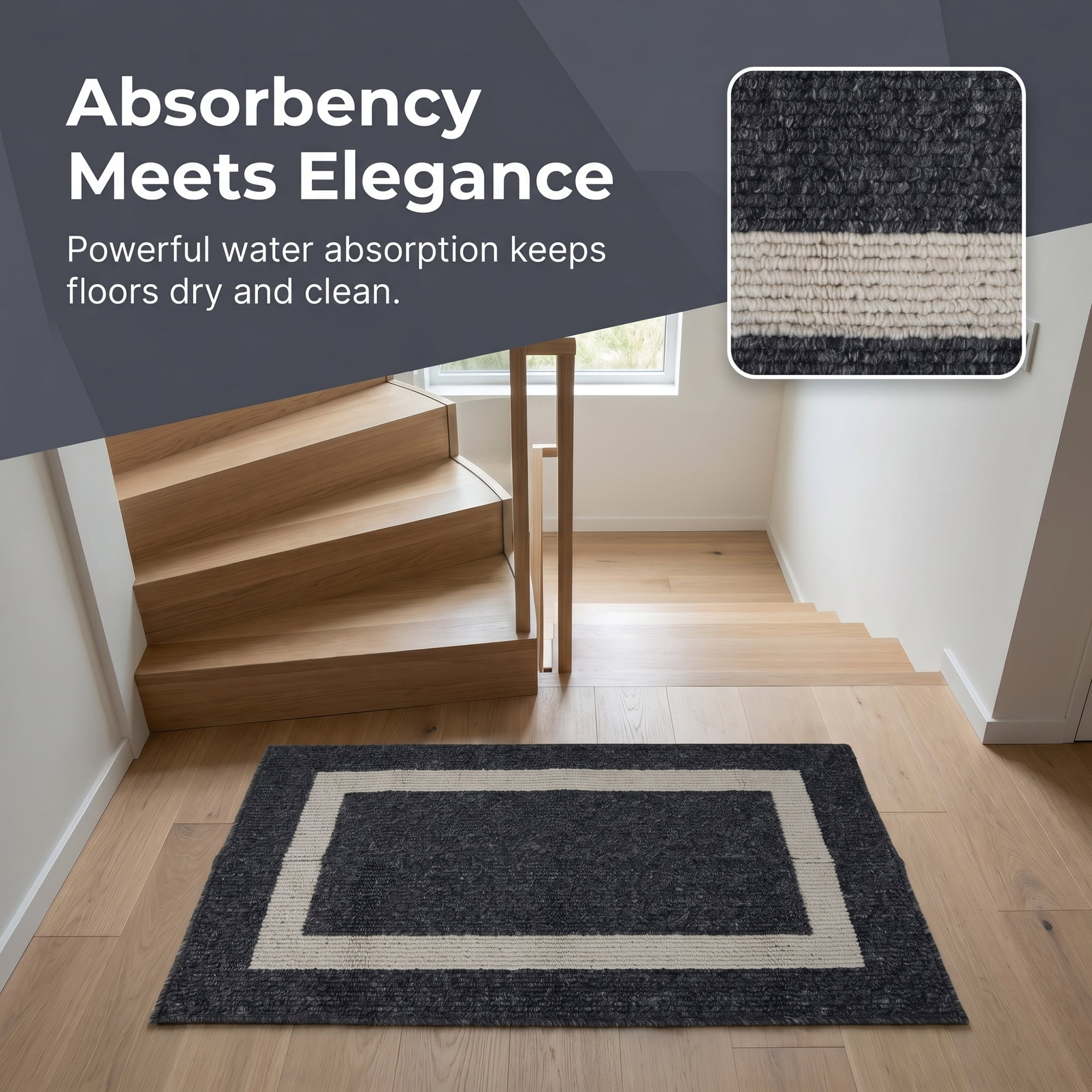 Unique Bargains Waterproof Non-Slip Low-Profile Entryway Rug Door Mat Black 32" x 20"