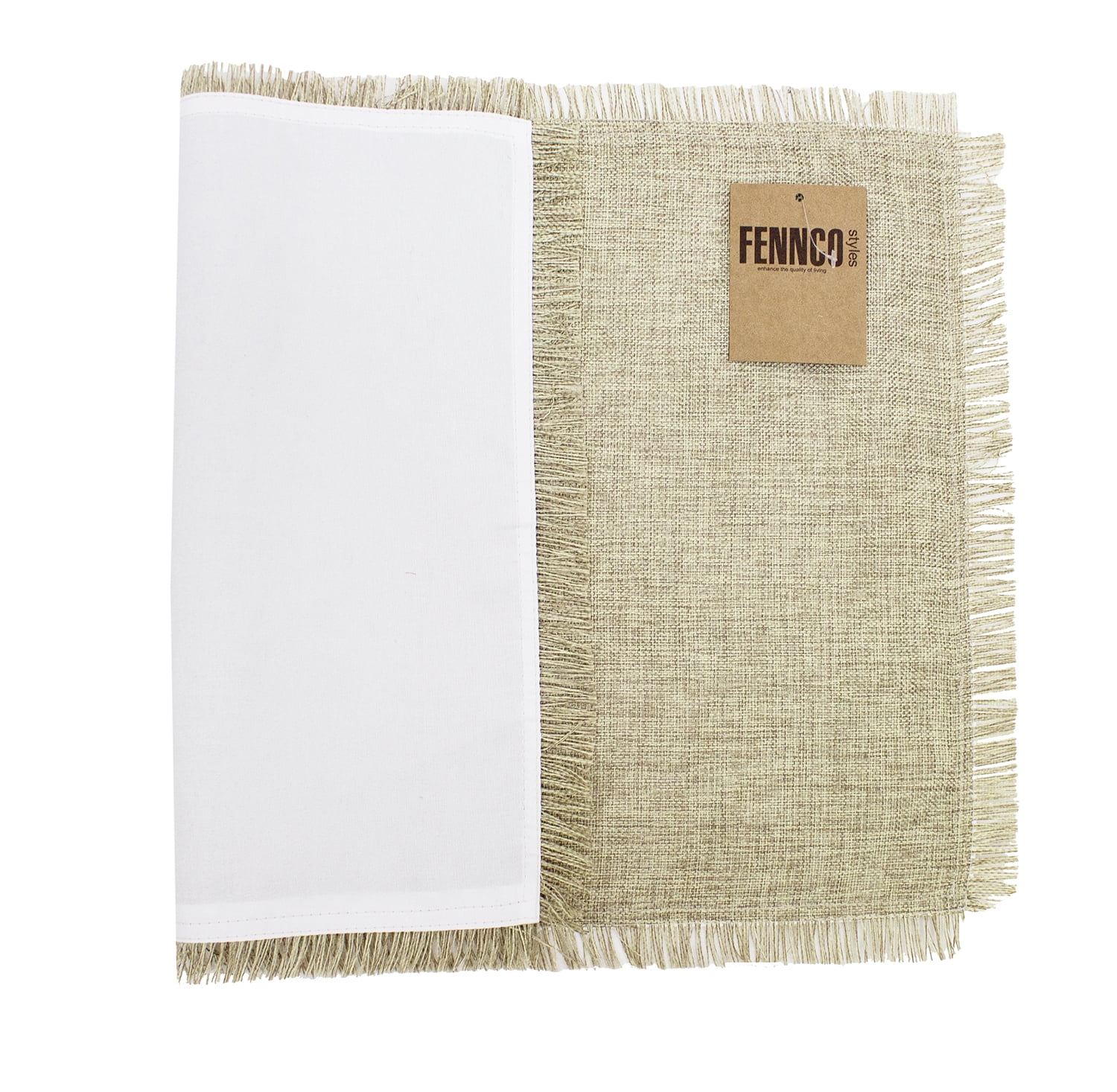 Rustic Chic Plain Table Placemat with Frayed Edges - Set of 4 (Natural Frayed 13"x19" Placemat-Set of 4)
