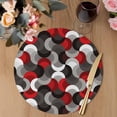 thumbnail image 3 of Red Grey Abstract Round 15 Inch Placemats Set of 4, Modern Geometric Ombre Artwork HeatResistant Non Slip Place Mats for Dining Table, Wipeable Braided Kitchen Table Mats for Housewarming, 3 of 9