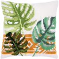 thumbnail image 1 of Vervaco Needlepoint Cushion Top Kit 16"X16"-Botanical Leaves I Stitched In Yarn, 1 of 1