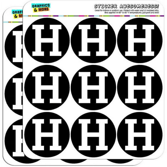 Letter H Initial Black White 18 2" Planner Calendar Scrapbooking Crafting Stickers