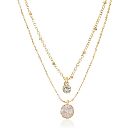 Time and Tru Women’s Layered Necklace with Cubic Zirconia Pendant