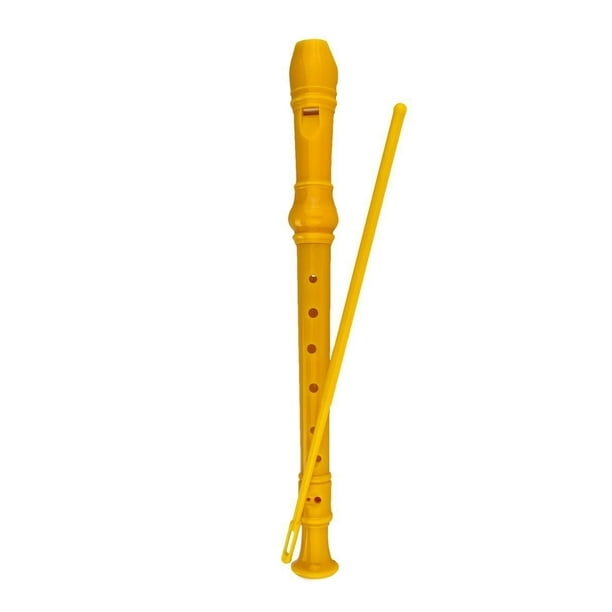 3 Piece 8 Hole Soprano Kids Recorder Music Flute w Cleaning Rod (Yellow)