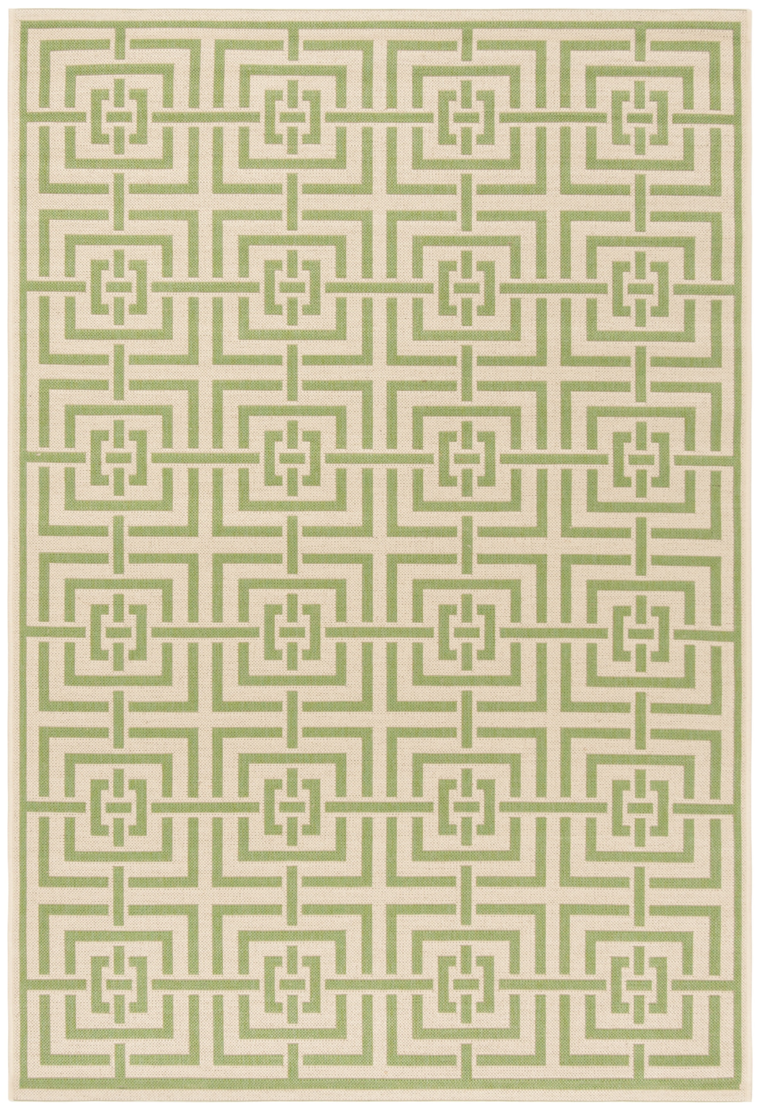 Safavieh Linden Derbhile Geometric Indoor/Outdoor Area Rug, Cream/Olive, 5'3" x 7'6"