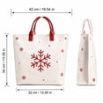 thumbnail image 3 of Christmas Snowflake Tote Bag for Women, Cream Holiday Handbag with Red Handles, Large Festive Everyday Carry Bag with Spacious Interior, 3 of 6