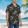 thumbnail image 5 of Daiia Vintage Moon with Plants and Fox Hawaiian Shirt for Men Gentle Cotton Regular Short Sleeve Casual-Medium, 5 of 9