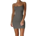 thumbnail image 2 of WTXUE Dresses for Women 2024, Solid Summer Slim Fit Strap Short Dress Off Shoulder Stretch Dress, Grey L, 2 of 4