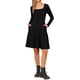 thumbnail image 1 of Vestidos de Otoño de Cuello Cuadrado para Mujeres, Vestido de Punto de Manga Larga en Línea A con Bolsillos, L Negro, 1 of 6